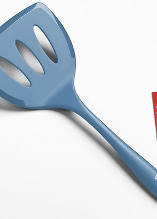 Silicone Pancake Spatula Turner with Lengthened Handle& Seamless Design, Heat Resistant Slotted Flipper for Nonstick Cookware, Large Flexible Kitchen Utensils for Egg, Pancake, Burger, Starry Blue