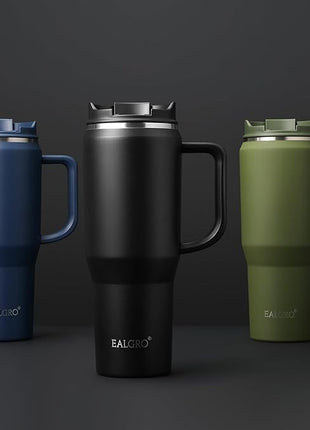 50 oz Tumbler with Handle, Insulated Tumblers with Lid and Straw, Large Metal Sports Water Bottle Jug, Thermal Stainless Steel Travel Coffee Mug Cup, Indigo Black