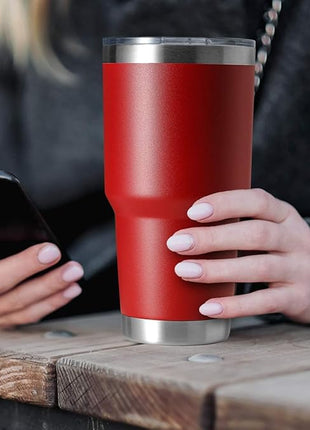HASLE OUTFITTERS 30oz Stainless Steel Tumbler, Double Wall Vacuum Insulated Travel Mug Tumbler, Durable Insulated Coffee Mug, Gift Box Set (Red, 12)