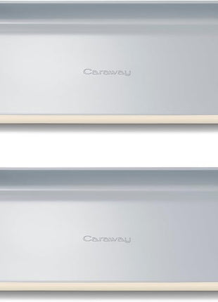 Caraway Nonstick Ceramic Small Baking Sheet Duo (9x13”) – Non-Toxic, PTFE & PFOA Free – Oven Safe – Aluminized Steel Core – Mini Sheet Pan for Baking, Roasting & More - Cream