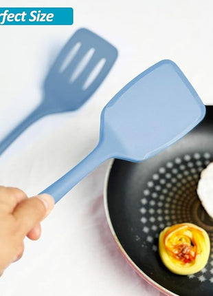 600˚F Heat Resistant Silicone Spatula Set, 13.6" Kitchen Spatula Turners for Non Stick Cookware, Flexible Spatulas with Thin Edges, Seamless Cooking Utensils for Fish, Eggs, Pancakes, Starry Blue