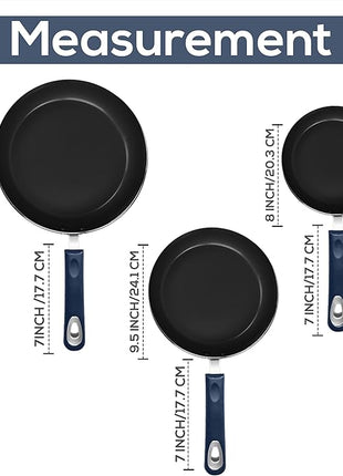 Utopia Kitchen Nonstick Cookware 3 Piece Set, Non-Stick Frying Pans with Induction Bottom, 8, 9.5 & 11 Inches Frying Pans with Bakelite Handles, PFOA Free, Midnight Blue & Black