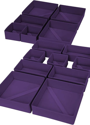 DIMJ Drawer Organizer Clothes, 15 Pack Dresser Organizer, Foldable Closet Organizers and Storage, Fabric Dresser Bins, Drawer Dividers for Nursery, Baby Clothes, Underwears, Sock (Purple)