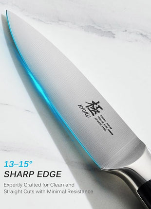 KYOKU 3.5" Paring Knife, Samurai Series Peeling Knife with Pakkawood Handle, Japanese High Carbon Steel Sharp Knife, Full Tang Small Kitchen Knife for Fruit Peeling & Slicing with Sheath and Case