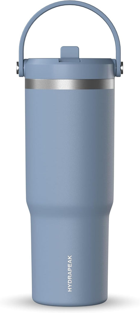 Hydrapeak Nomad 32 oz Tumbler with Handle and Straw Lid, Leakproof, Double Insulated, 32oz Cup Stainless Steel (Modern Blue)