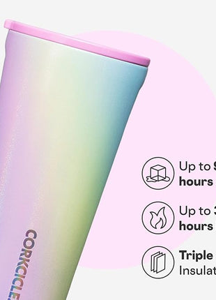 Corkcicle Classic Tumbler - Keeps Drinks Cold for 9 Hours & Hot for 3 - Triple-Insulated Stainless Steel - Holiday Tumbler Gift - 16 oz - Rainbow Unicorn