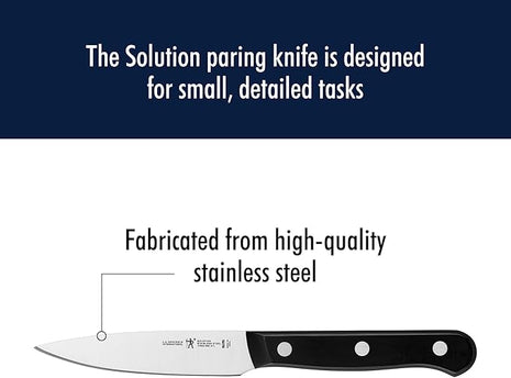 HENCKELS Solution Razor-Sharp 4-inch Compact Chef Knife, German Engineered Informed by 100+ Years of Mastery, Black/Stainless Steel