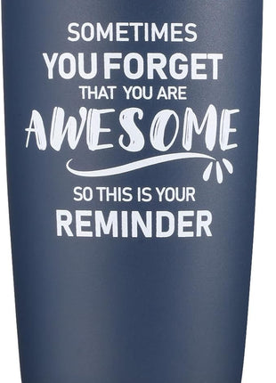 NOWWISH 20oz Navy Blue Tumbler, Sometimes You Forget You're Awesome Inspirational Stainless Steel Cup, Stocking Stuffer for Men, Ideal Christmas Birthday Gift for Him Husband Boyfriend