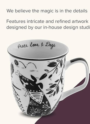 Karma Gifts 14 oz Black and White Boho Mug Western - Cute Coffee and Tea Mug - Ceramic Coffee Mugs for Women and Men