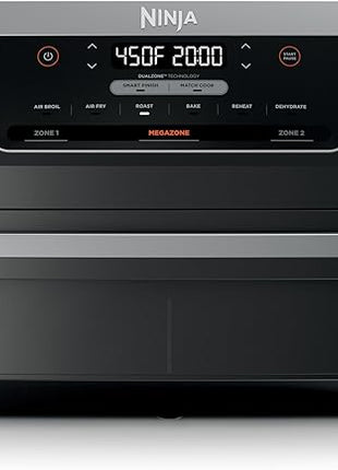 Ninja Foodi 6-in-1 FlexBasket Air Fryer with 7-QT MegaZone & Basket Divider for Large Proteins & Full Meals, Smart Finish Cook 2 Foods 2 Ways, Family Sized Capacity, Air Fry, Roast & More, Black DZ071