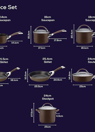 Circulon Symmetry Dishwasher Safe Hard Anodized Nonstick Cookware Pots and Pans Set, 11-Piece, Chocolate
