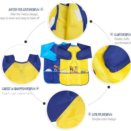 CUBACO Kids Painting Apron, 2pcs Waterproof Art Smocks For Child 3-8 Years, Kids Smocks for Painting Aprons with Long Sleeve