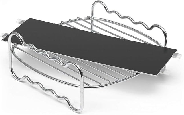 Philips Party Master Kit for Philips Airfryer XXL models, Double Layer Rack and Basket Divider, Dishwasher Safe Parts for Easy Cleaning and Storage, HomeID App, Silver (HD9950/01)