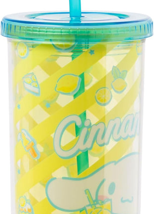 Silver Buffalo Sanrio Hello Kitty and Friends Cinnamoroll Lemons and Lemonade Plastic Cold Cup with Lid and Straw, 20 Ounces