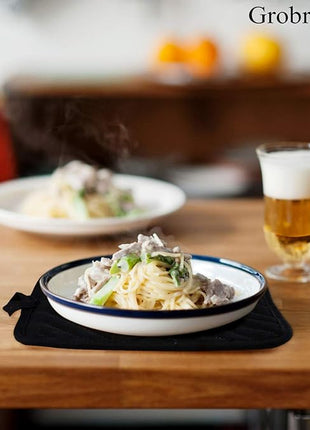 GROBRO7 5Pack Cotton Pocket Pot Holder Set Kitchen Heat Resistant Potholder Machine Washable Hot Pads Bulk Oven Mitts Black Plain Hot Pads Trivet for Baking Cooking with Pocket 7x9