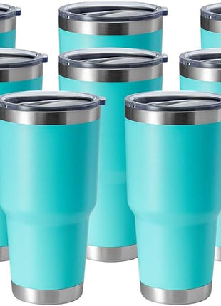 HASLE OUTFITTERS 30oz Stainless Steel Tumbler, Double Wall Vacuum Insulated Travel Mug Tumbler, Durable Insulated Coffee Mug, Gift Box Set (Light Green, 8)
