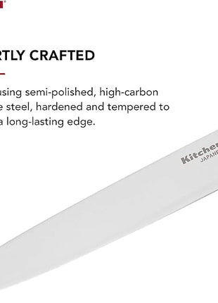 KitchenAid Gourmet Forged Triple Rivet Slicing Knife with Custom-Fit Blade Cover, 8-inch, Sharp Kitchen Knife, High-Carbon Japanese Stainless Steel Blade, Black