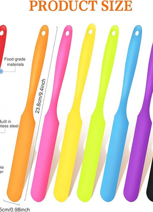 8pcs Jar Spatula,Silicone Jar Scraper with Long Handle,Jam Spreader Cake Cream Butter Spatulas, Kitchen Must Have Small Silicone Spatula, Jar Blender Waxing Sticks Large with Slant for Hard Wax