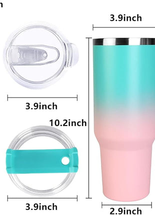 SYACOT 40 oz Tumbler with Handle and Straw Stainless Steel Insulated Tumbler Leak Proof Lid and Straw Lid Reusable Travel Mug Coffee Mug Cup Dishwasher Safe Keep Drinks Cold and Hot (Bubble Gum)