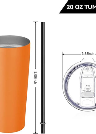 VEGOND 20oz Tumbler Stainless Steel Tumbler with Lid And Straw Vacuum Insulated Double Wall Travel Coffee Mug(orange package 1)