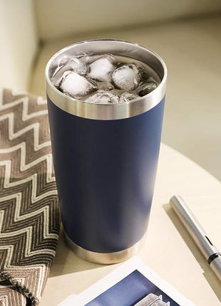 DOMICARE 20oz Stainless Steel Tumbler Bulk with Lid, Double Wall Vacuum Insulated Travel Mug, Powder Coated Coffee Cup (Powder Navy, 4)