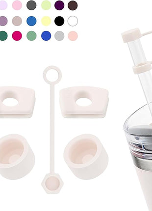 Silicone Spill Stopper Set Compatible with Stanley Cup 2.0 30oz & 40oz with Straw Cover (Set of 2, Rose Quartz)