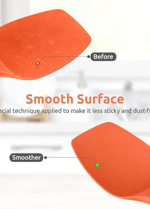 Heat Resistant Silicone Spatula Set: U-Taste 600ºF High Temp Seamless Food Grade Utensil, Flexible Rubber Silicon Kitchen Cooking Mixing Baking Scraper for Nonstick Cookware Set of 4 (Orange)