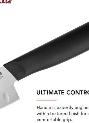 KitchenAid Classic Santoku Knife with Custom-Fit Blade Cover, 5-inch, Sharp Kitchen Knife, High-Carbon Japanese Stainless Steel Blade, Black