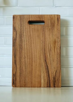 Vesta Homes Wooden Cutting Board for Kitchen/Chopping, Serving Board/Block for Vegetables, Fruits, Cheese and Charcuterie | Natural Acacia Wood | 15 * 10 * 1 Inches | Handcrafted in India