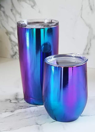 CHILLOUT LIFE 12 oz Stainless Steel Wine Tumbler with Lid - Double Wall Vacuum Insulated Wine Cup Glass Keeping Cold & Hot for Coffee, Champagne, Cocktails, Ice Cream - Dishwasher Safe Color