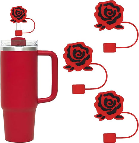 3Pc Straw Cover for Stanley Cup, Silicone Straw Topper for Stanley Cup 30&40oz with Tumblers, 10mm 0.4in Lid Accessories (Reusable)