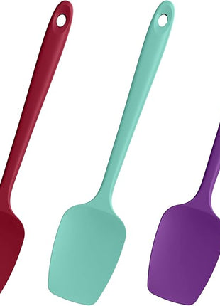 Heat Resistant Silicone Spoon Spatulas, Doosu 600°F High Temp Flexible Cooking Spoons Kitchen Spoonula Scratch-Proof for Mixing Stirring Scraping Serving Non-Stick Cookware (Set of 3, Multi-3)