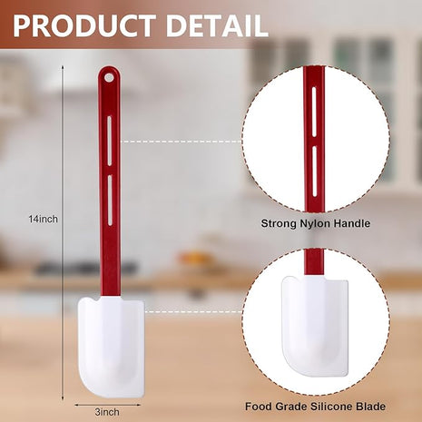 Norme 4 Pcs High Temp Silicone Spatulas Heat Resistant Rubber Spatula Commercial Silicone Scraper with Handle for Kitchen Cook Baking Mixing Utensil, Dishwasher Safe (14 Inch)