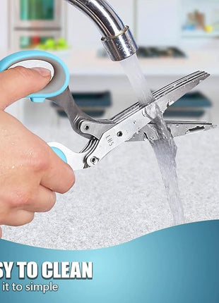 LHS Herb Scissors, Multipurpose 5 Blade Kitchen Herb Shears with Safety Cover, Kitchen Scissors for Chopping Basil Chive Parsley -Blue