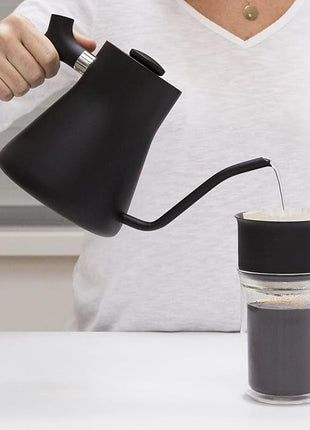Fellow Stagg Stovetop Pour-Over Coffee and Tea Kettle - Gooseneck Teapot with Precision Pour Spout, Built-In Thermometer, Matte Black, 1 Liter