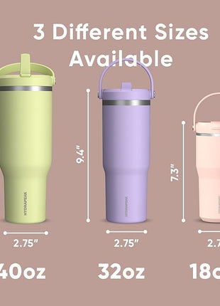 Hydrapeak Nomad 32 oz Tumbler with Handle and Straw Lid, Leakproof, Double Insulated, 32oz Cup Stainless Steel (Peony)