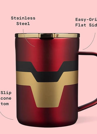 Corkcicle Classic Coffee Mug - Triple Insulated Stainless Steel for Travel - Shatter-Proof Lid - Keeps Drink Hot Over 3 Hours - Holiday Mug Gift - Great for Gifting Warmth - 16 oz - Iron Man