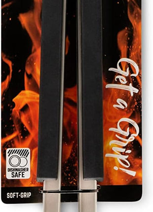 12" Long Tongs 18/0 Stainless Steel BBQ Grill Tongs with Durable Soft Grip Handle for Cooking - Durable Grilling Accessory, Tongs for Cooking & Kitchen, Outdoor Barbecue, Easy to Clean