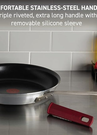 T-fal Professional VX3 Brushed Nonstick Fry Pan with Stainless Steel Handle 12 Inch, Oven Broiler Safe 400F, Cookware, Pots and Pans, Skillet, Restaurant & Business Grade, Certified NSF and CBA, Black