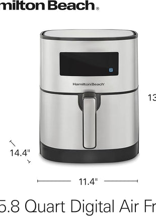 Hamilton Beach 5.8 Quart Digital Air Fryer Oven with 8 Presets, Easy to Clean Nonstick Basket, Black (35075)