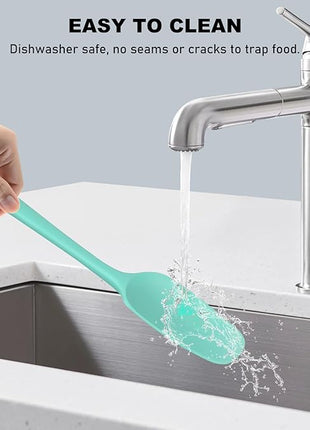 NileHome Silicone Spatula Set, 6 Pcs Food Grade Kitchen Utensils with Silicone Brush Heat Resistant Dishwasher Safe BPA-Free Rubber Spatula for Scraping, Baking, Cooking, Mixing, Turquoise