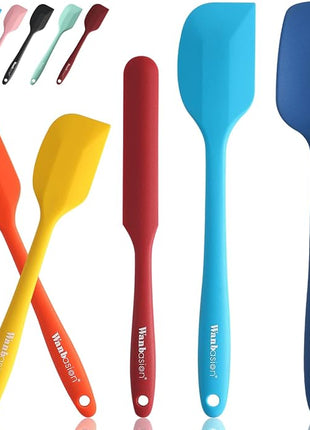 Wanbasion 5 Piece Premium Silicone Spatula Set Heat Resistant, Colorful Rubber Baking Spatula Set, Kitchen Spatula Set Dishwasher Safe for Nonstick Cookware Cooking Mixing Multicolor-2