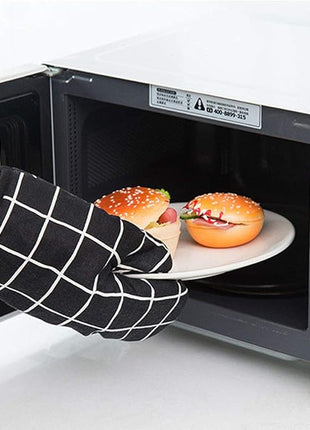 Oven Mitts and Potholders BBQ Gloves-Oven Mitts and Pot Holders with Recycled Infill Silicone Non-Slip Cooking Gloves for Cooking Baking Grilling (4-Piece Set,Black)