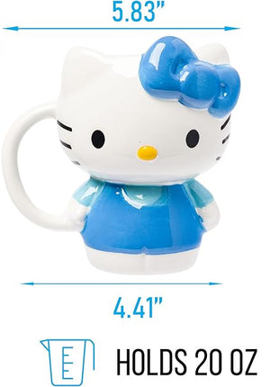 Silver Buffalo Sanrio Hello Kitty Full Body Blue Dress Ceramic 3D Sculpted Mug, 20 Ounces