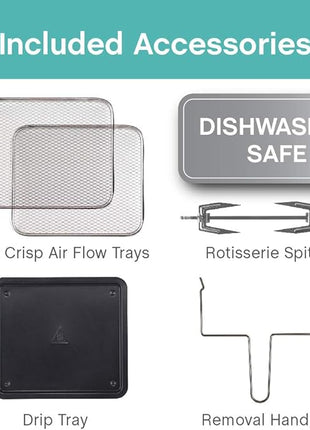 West Bend AFWB12BK13 Electric Air Fryer Oven, Countertop Air Fryer Rotisserie Combo with 10 Digital Quick Menu Presets, 1700 W, 12.6 Qt, Black