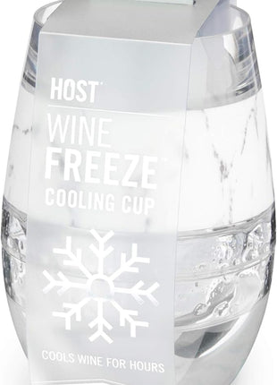 Host Plastic Stemless Wine Glasses - Double Wall Insulated FREEZE Drink Chiller Marble Wine Cup with Freezing Gel, Wine Glasses for Red and White Wine, 8.5 oz, Marble