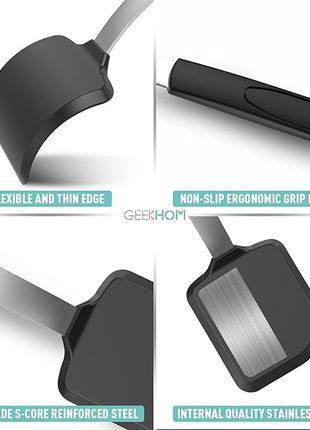 Silicone Spatula Turner, GEEKHOM Mini Silicone Cookie Spatula for Nonstick Cookware,600°F Heat Resistant Flexible Small Kitchen Turner, Cooking Utensils Non Scratch Flipper for Burger, Egg, Baking