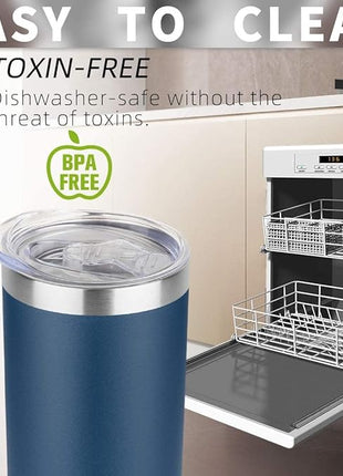 HASLE OUTFITTERS 20 oz Skinny Tumblers Bulk Set, Stainless Steel Insulated Slim Tumblers with Lids, Reusable Double Wall Travel Coffee Mugs, Durable Powder Coated Travel Water Cups(Navy, 12)