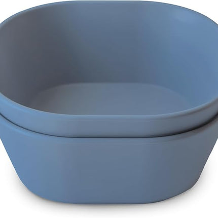 mushie Square Dinnerware Bowls for Kids | Made in Denmark, Set of 2 (Twilight Blue)