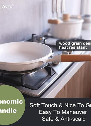 COOKLOVER Nonstick Frying Pan 100% PFOA Free Cookware Induction Skillet Stir Fry Pan (White, 7.9 inch)